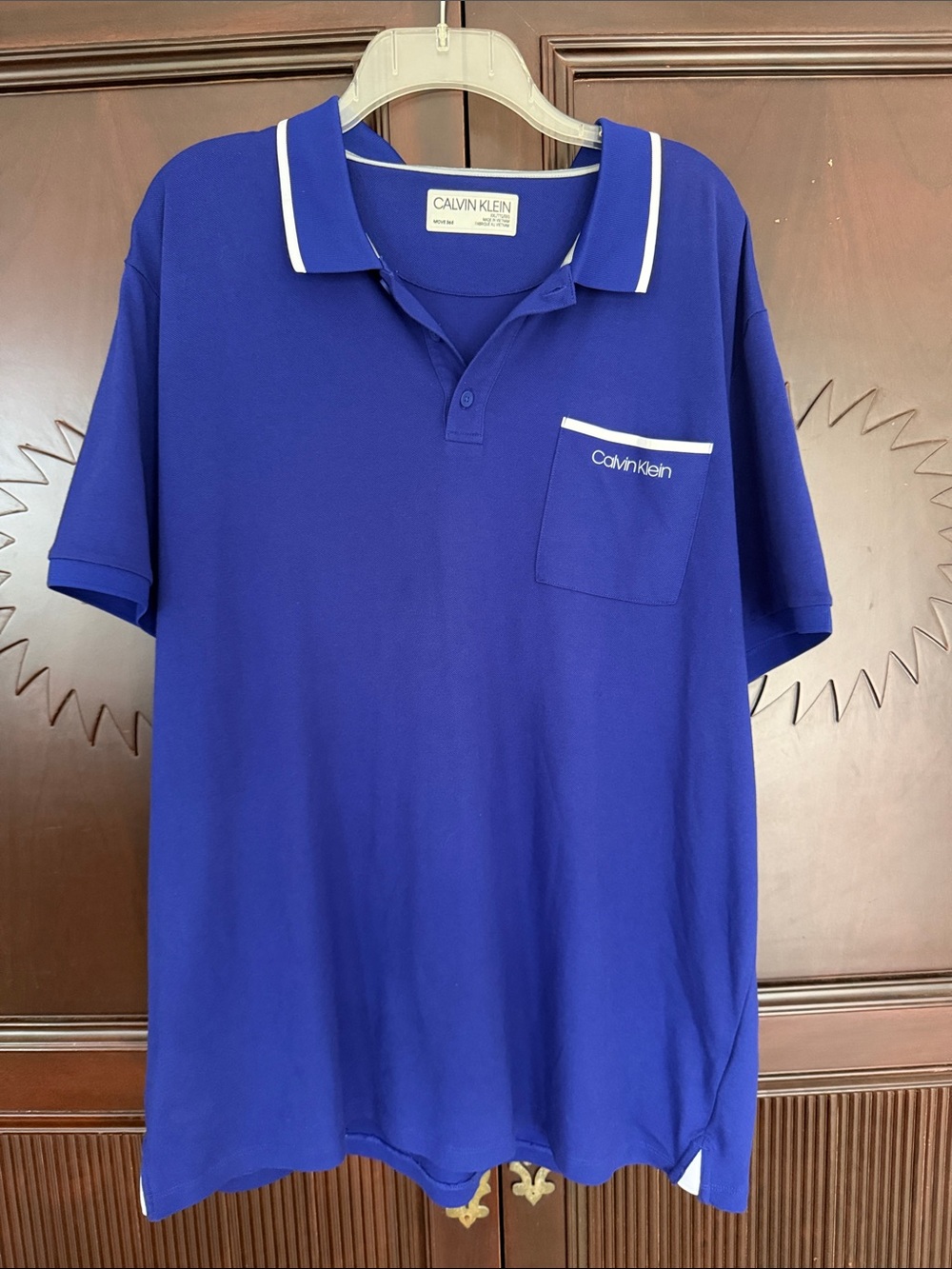 Calvin Klein Move 365 Men's Cobalt Blue Polo with Chest Pocket Size XXL